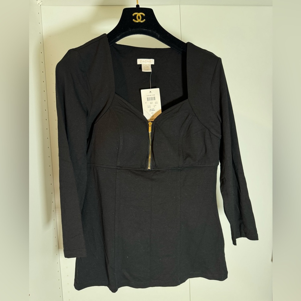 Cache Black Zippered Women's Blouse